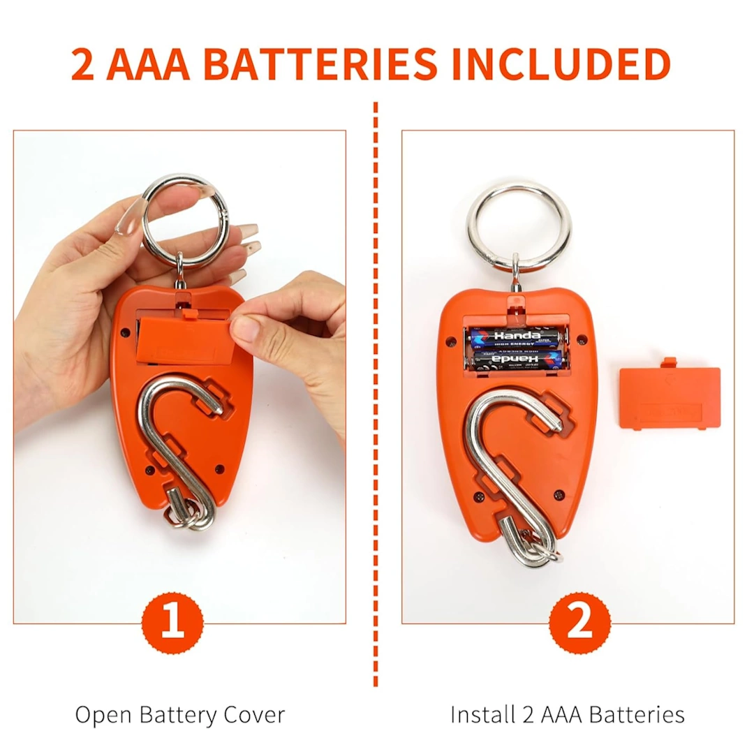 ميزان جزار-5 مقياس رافعة رقمي 300 كجم/660 باوند 200 كجم/440 باوند مع مصباح ليد صغير محمول باليد للجراج والمزرعة والصيد وما الى ذلك من اوتميت (200 كجم/غلاف بلاستيكي/برتقالي) | RoxyStore