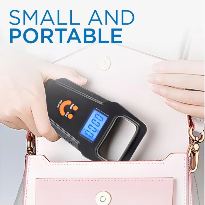 Roxy Store Portable Hanging Luggage Scale: Blue Backlit LCD Display Travel Scale with Fishing Hook for Home and Outdoor Use (Black) | RoxyStore
