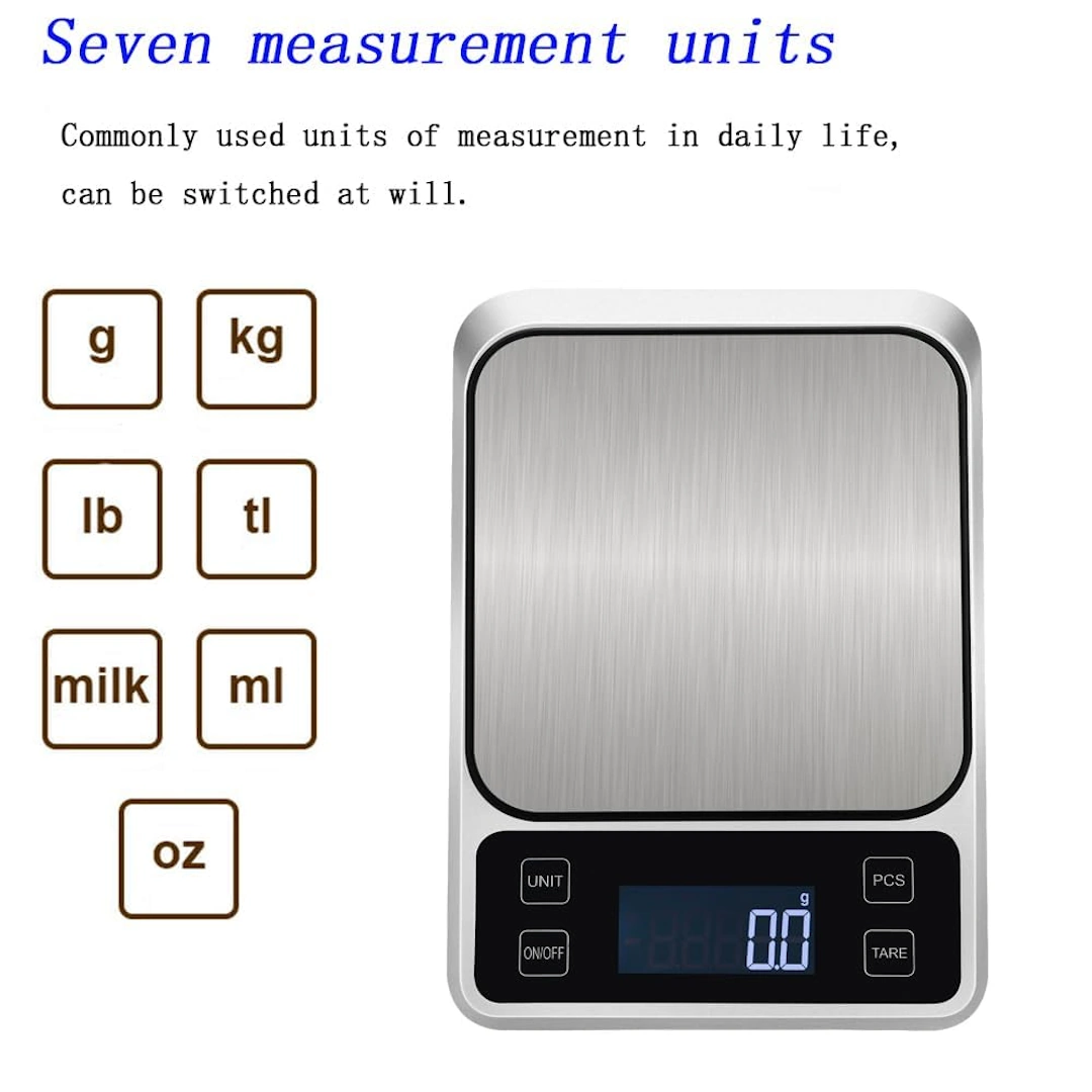 CX-Series-1 Kitchen Scale 10kg/0.1g High Precision Multifunctional Digital Kitchen Scale for Measuring Food, Meat, Jewelry, Carat Powder Scale with Backlit LCD Display | RoxyStore
