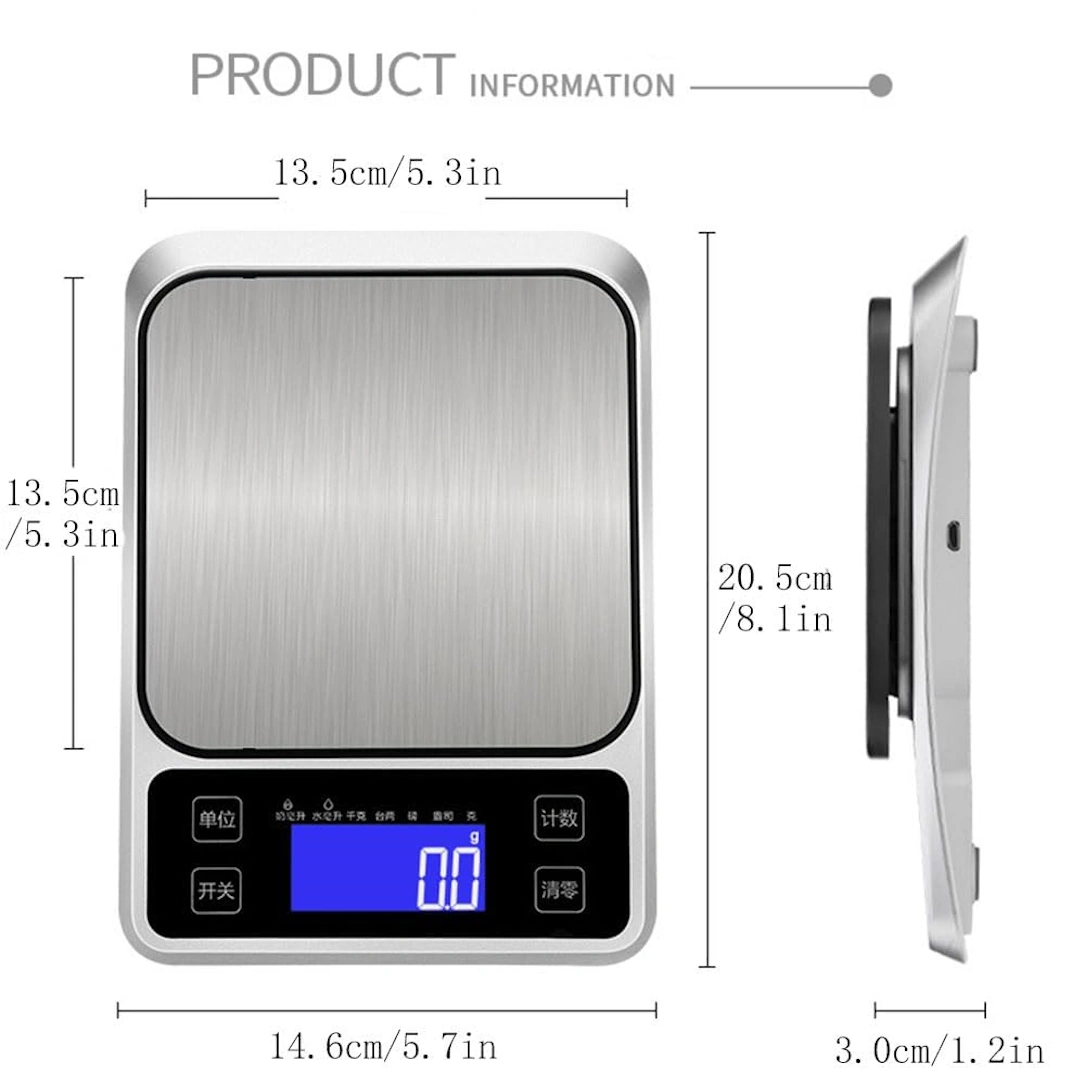 CX-Series-2 Kitchen Scale 10kg/0.1g High Precision Multifunctional Digital Kitchen Scale for Measuring Food, Meat, Jewelry, Carat Powder Scale with Backlit LCD Display | RoxyStore