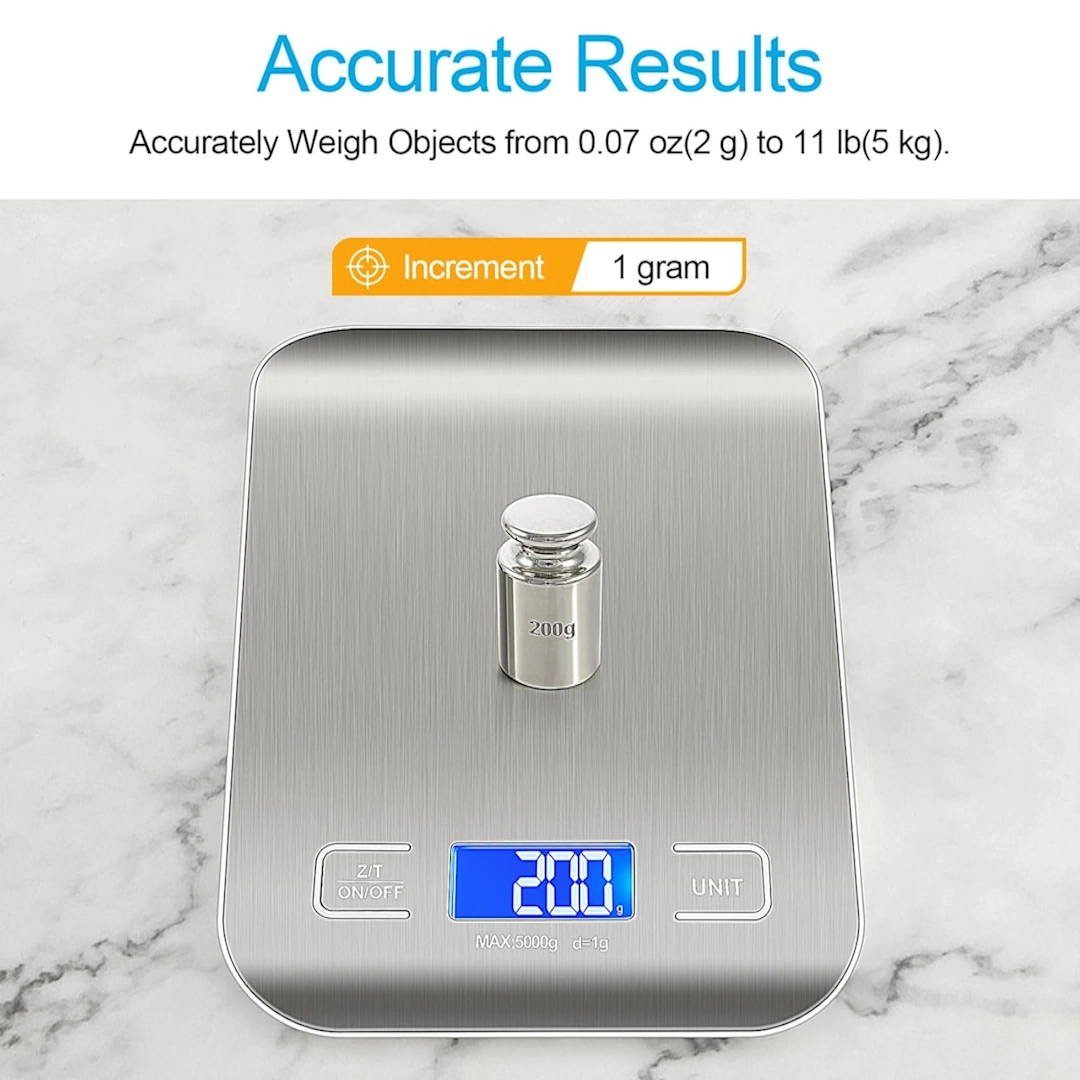 Apple Kitchen Scale-3 WEIWEI GO 304 Stainless Steel Mini Digital Kitchen Scale for Baking, Cooking, Keto, Meal Prep, High Precision Weight Measurement in Ounces and Grams, Blue Surface with Backlit LCD Display | RoxyStore