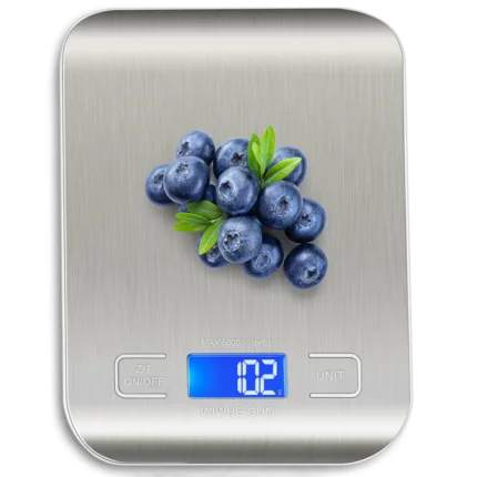 WEIWEI GO 304 Stainless Steel Mini Digital Kitchen Scale for Baking, Cooking, Keto, Meal Prep, High Precision Weight Measurement in Ounces and Grams, Blue Surface with Backlit LCD Display