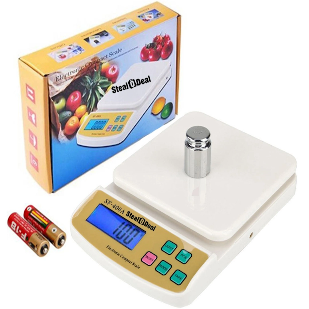 SF-400A-1 Square Kitchen Scale Digital Kitchen SF-400A 10kg Multi-Purpose Digital Scale with LCD Display for Measuring Fruits, Spices, Food, Vegetables and More. | RoxyStore