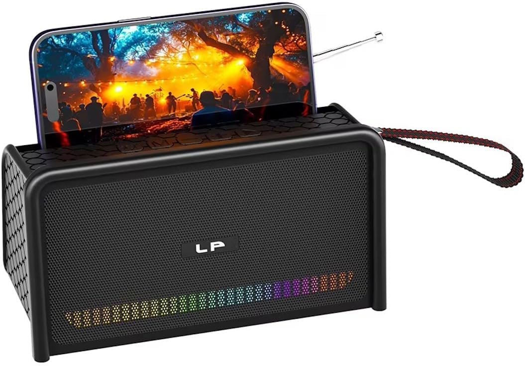 61mqH80RwZL._AC_SL1200_ سماعة لاسلكية أنيقة تدعم البلوتوث وبطاقة TF ومنفذ USB وراديو FM، وتتميز بإضاءة RGB مميزة، وبطارية قابلة لإعادة الشحن بسعة 1800 مللي أمبير، مع جودة صوت قوية ومميزة | LP-V86 | RoxyStore