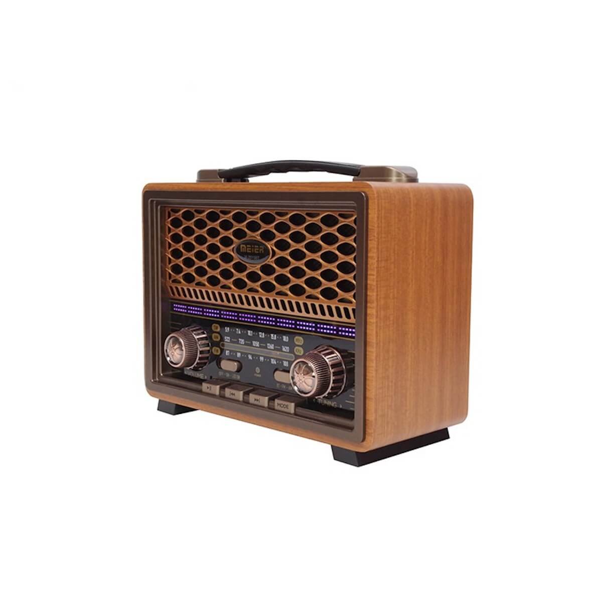 M-2015BT_03 الراديو الخشبي الكلاسيكي، بثلاث موجات (AM-FM-SW)، يدعم البلوتوث وUSB وبطاقة TF ومدخل AUX، مزوّد بمدخل شحن DC وبطارية قابلة لإعادة الشحن | M-2015BT | RoxyStore