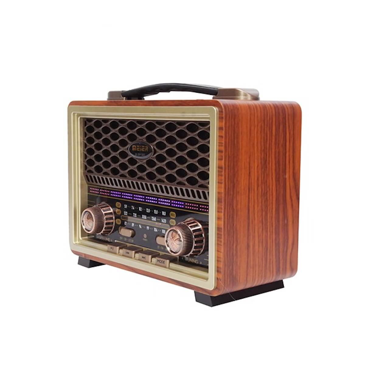 M-2015BT_04 الراديو الخشبي الكلاسيكي، بثلاث موجات (AM-FM-SW)، يدعم البلوتوث وUSB وبطاقة TF ومدخل AUX، مزوّد بمدخل شحن DC وبطارية قابلة لإعادة الشحن | M-2015BT | RoxyStore