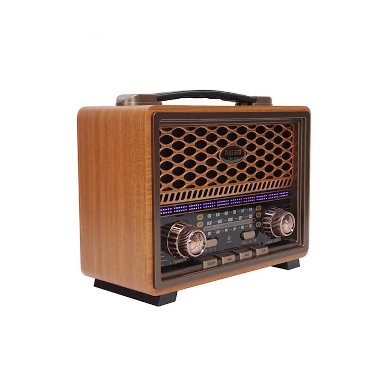 M-2015BT_05 الراديو الخشبي الكلاسيكي، بثلاث موجات (AM-FM-SW)، يدعم البلوتوث وUSB وبطاقة TF ومدخل AUX، مزوّد بمدخل شحن DC وبطارية قابلة لإعادة الشحن | M-2015BT | RoxyStore