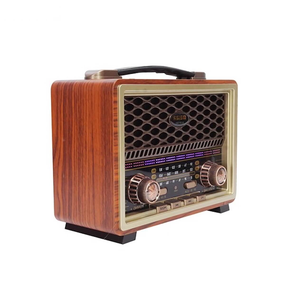 M-2015BT_06 الراديو الخشبي الكلاسيكي، بثلاث موجات (AM-FM-SW)، يدعم البلوتوث وUSB وبطاقة TF ومدخل AUX، مزوّد بمدخل شحن DC وبطارية قابلة لإعادة الشحن | M-2015BT | RoxyStore