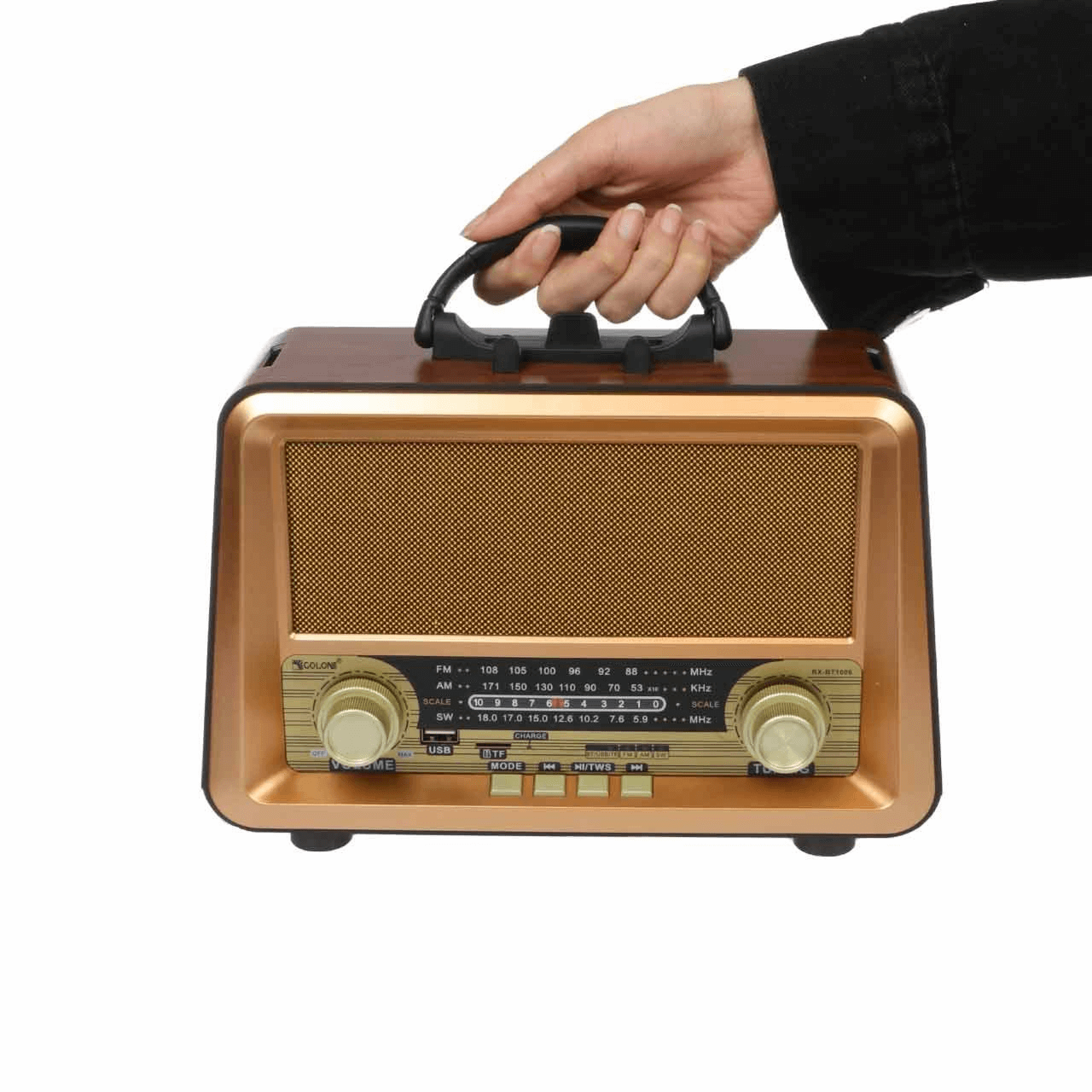 adf1676f-596e-40be-9a6c-75a141c11628_GolonWirelessSpeakerRXBT1006 راديو خشبي لاسلكي أنيق من Golon، بثلاث موجات (AM-FM-SW)، يدعم البلوتوث وUSB وبطاقة TF وتقنية TWS، مزوّد بمدخل شحن AC وبطارية قابلة لإعادة الشحن | RX-BT1006 | RoxyStore