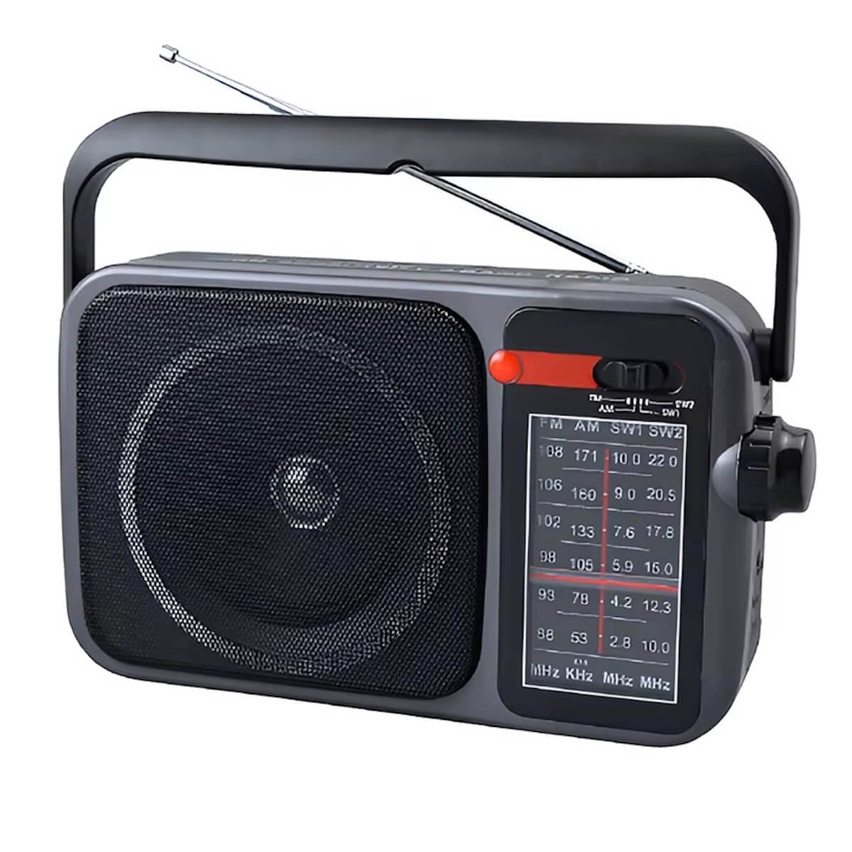 j15_01 راديو لاسلكي بتصميم عصري، بـ٤ موجات (AM-FM-SW1-SW2)، مع مدخل شحن تيار مستمر وبطارية قابلة لإعادة الشحن | J15 | RoxyStore