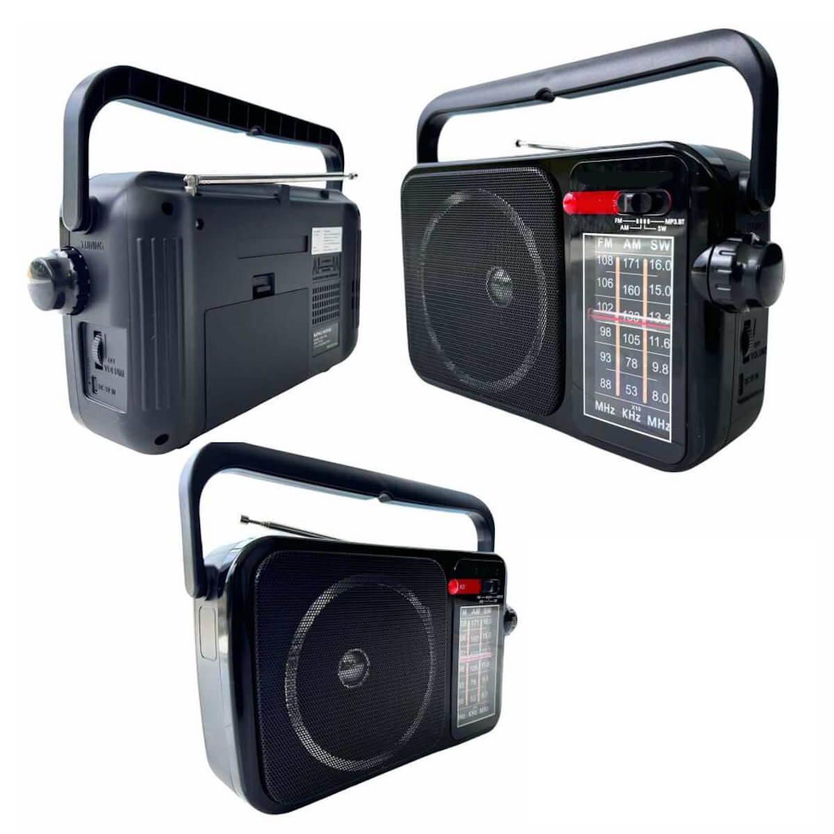 j15_02 راديو لاسلكي بتصميم عصري، بـ٤ موجات (AM-FM-SW1-SW2)، مع مدخل شحن تيار مستمر وبطارية قابلة لإعادة الشحن | J15 | RoxyStore