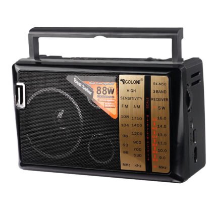 راديو جولون RX-M50 محمول قابل للشحن متعدد الموجات FM / AM / SW – مكبر صوت وسائط متعددة، تشغيل MP3 عبر USB وTF
