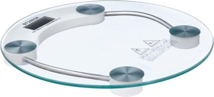 ميزان وزن دائري شفاف بحوامل معدنية موديل 2003A – يتحمّل حتى 180 كجم