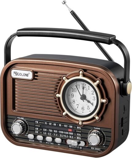 راديو بلوتوث جولون RX-366C رترو محمول – FM/AM/SW، قابل لإعادة الشحن، TWS، USB وTF