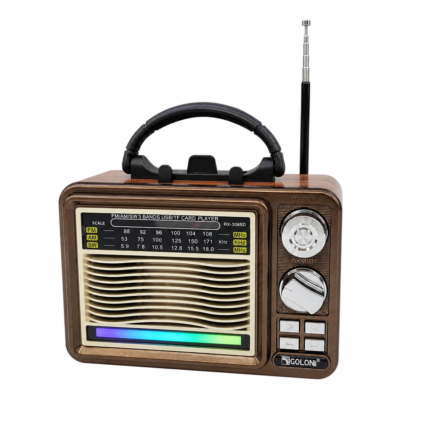 راديو لاسلكي خشبي عتيق يعمل بالطاقة الشمسية - 3 موجات AM/FM/SW، بلوتوث، منفذ USB، منفذ بطاقة TF، مدخل AUX، تقنية TWS، شحن DC وبطارية قابلة لإعادة الشحن | RX-308SD